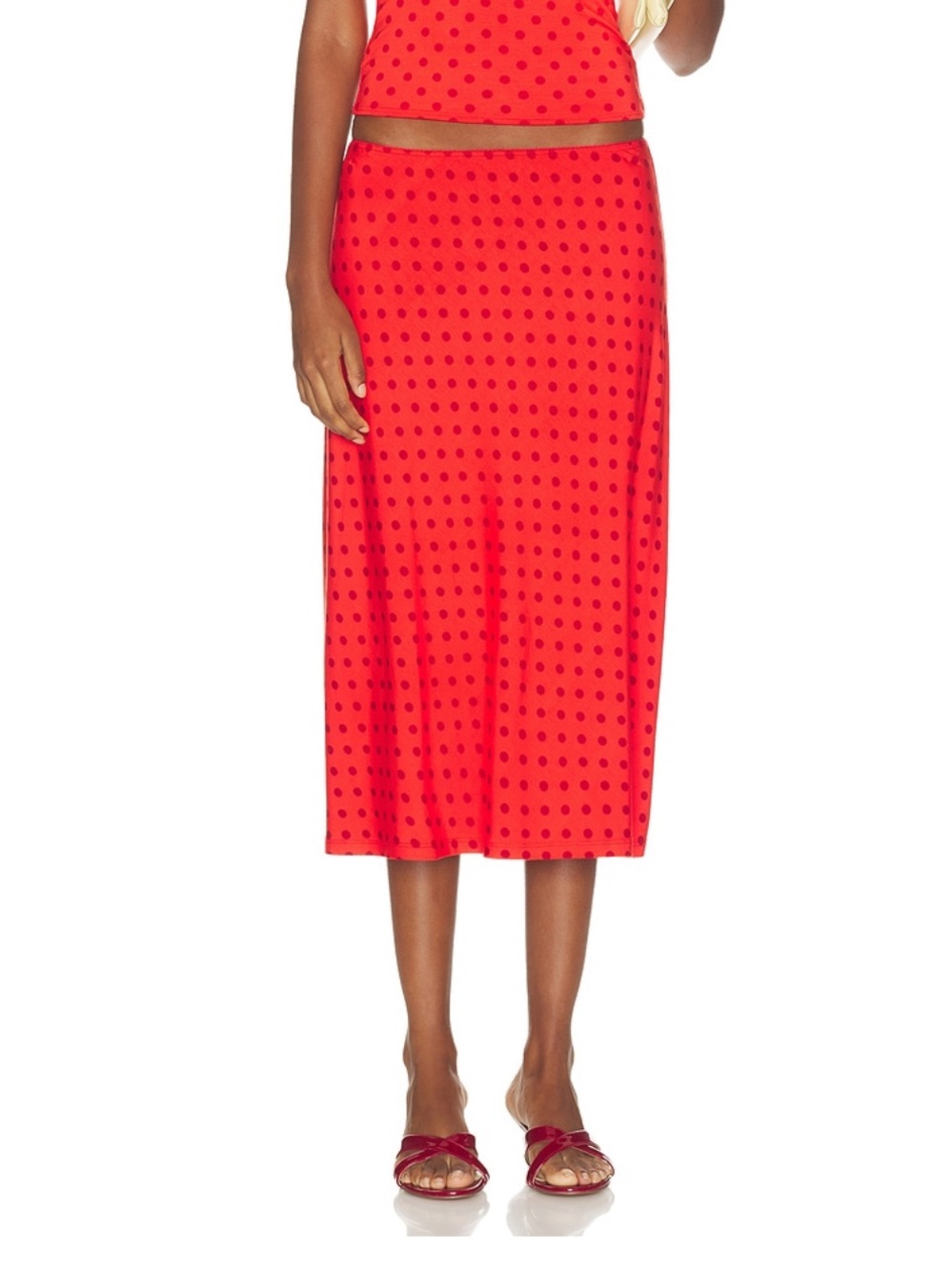 REVOLVE Red Polka Dot Midi Skirt Set